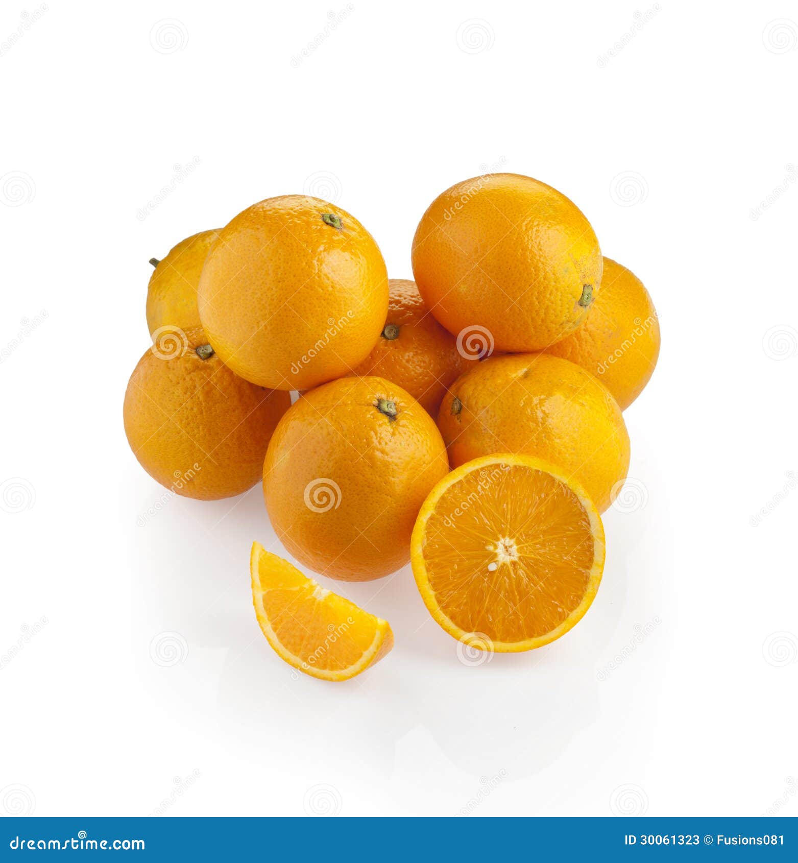 Orange Group with a Slice and Wedge Stock Image Image of closeup
