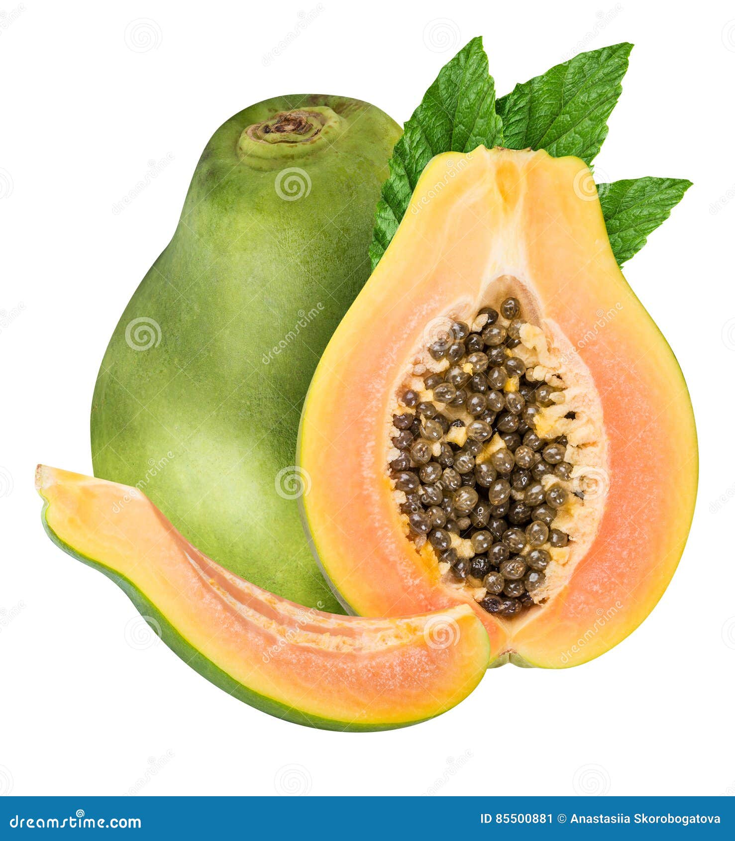 Group of Papaya Isolated on White Background Stock Image Image of