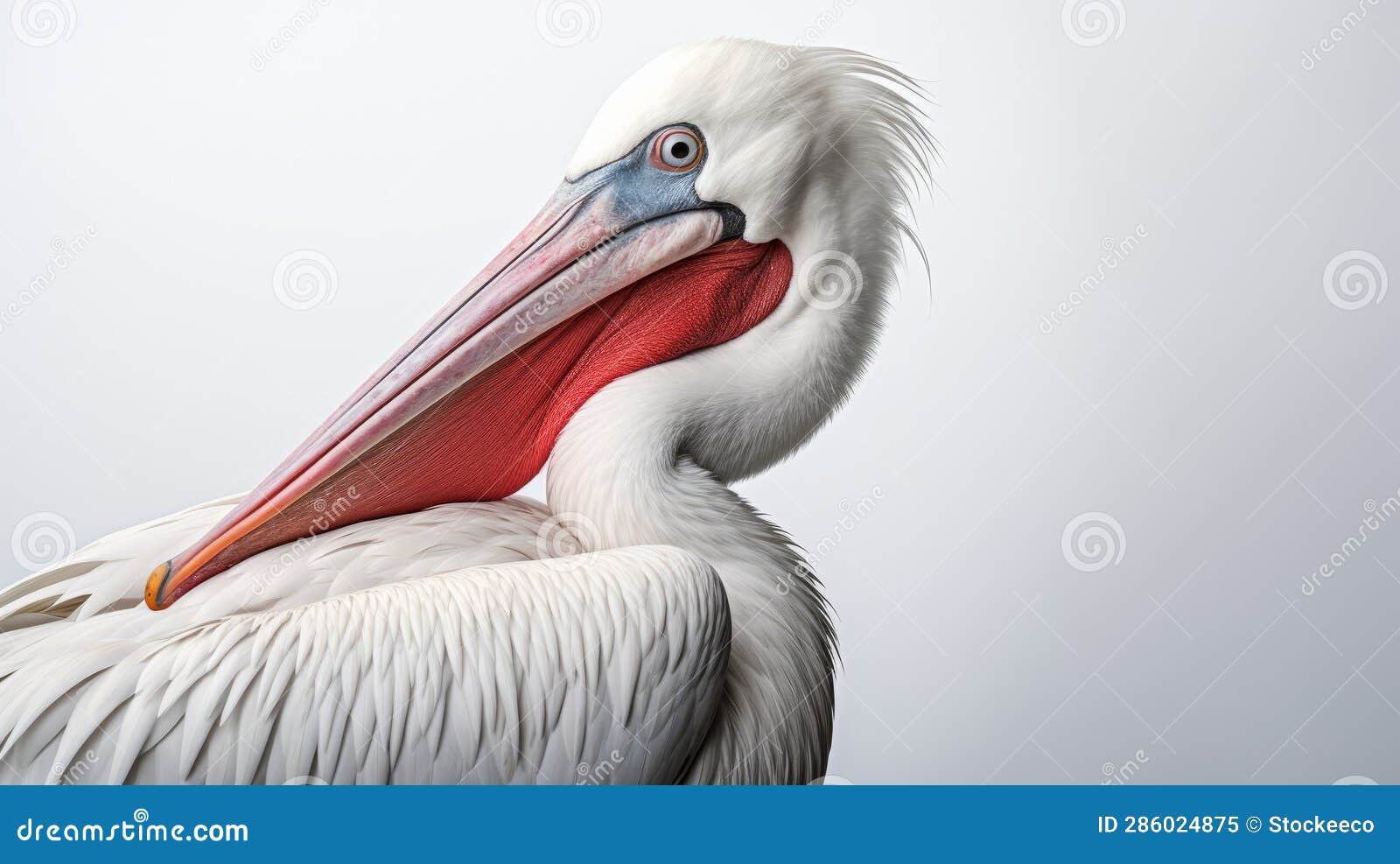 eye-catching white pelican with big beak in peter coulson style