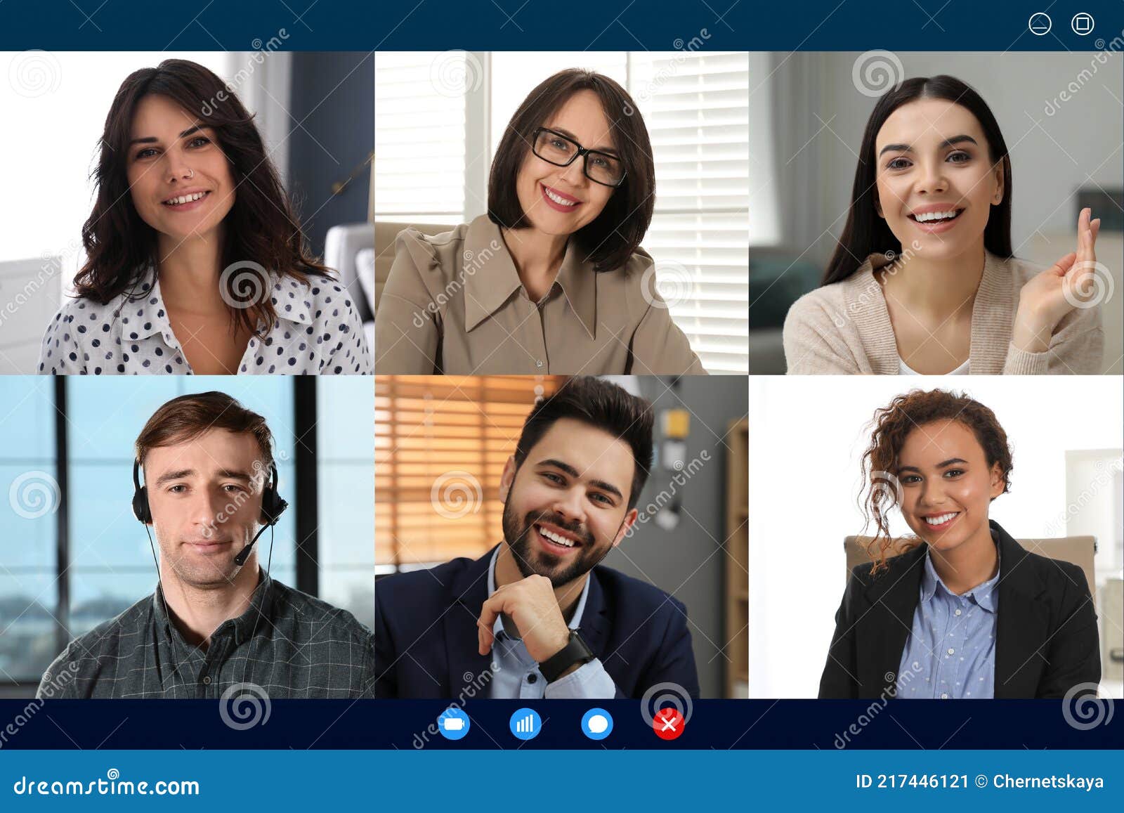 Group of People Attending Webinar. Video Conference Stock Image - Image