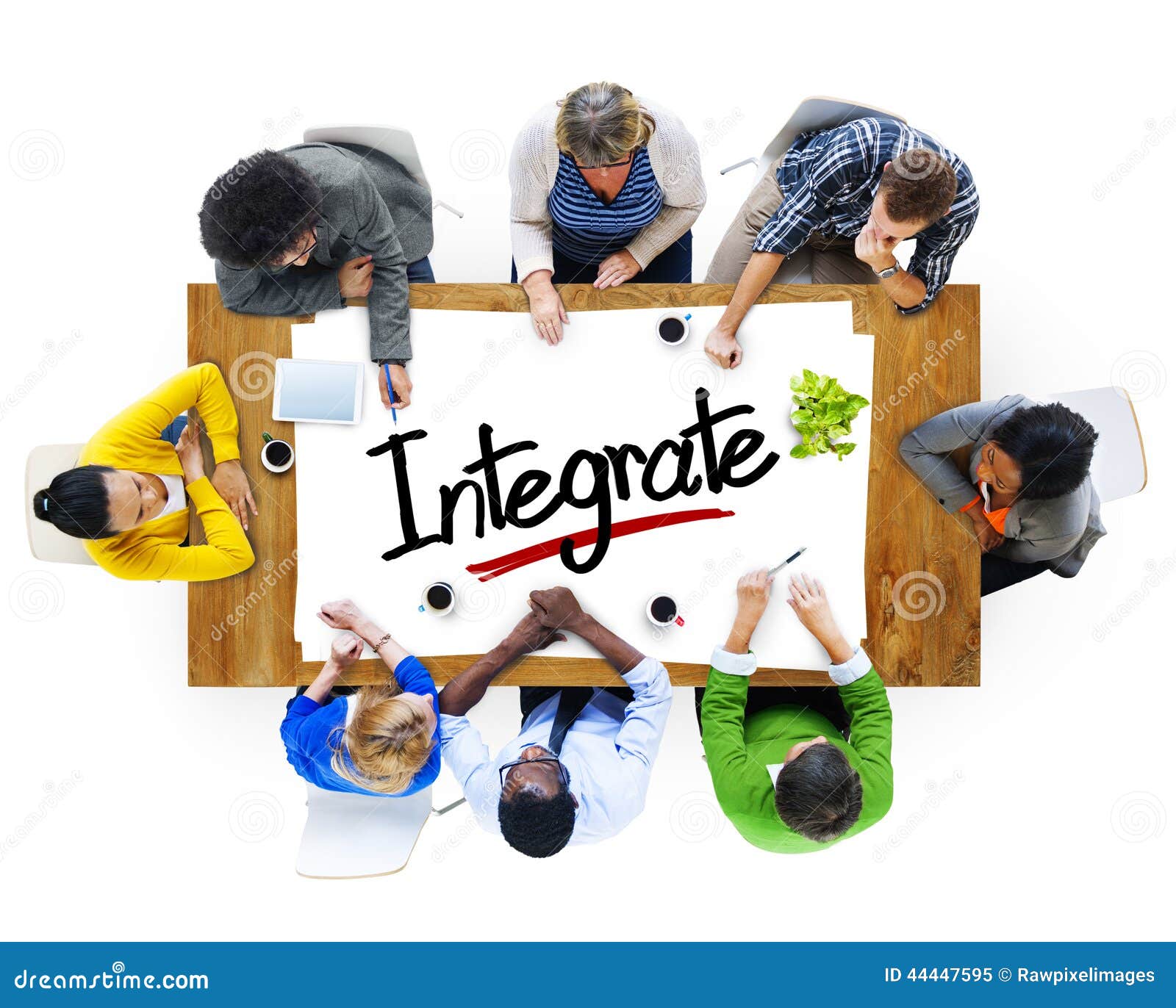 group of people brainstorming about integrate concept