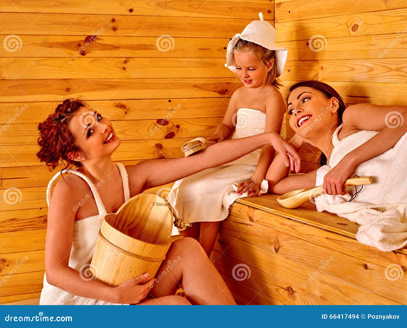Group People with Child in Sauna. Stock Photo - Image of friend, steam:  66417494