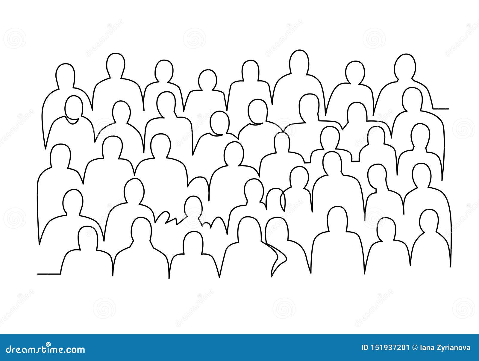 Crowd of people standing sketch Royalty Free Vector Image