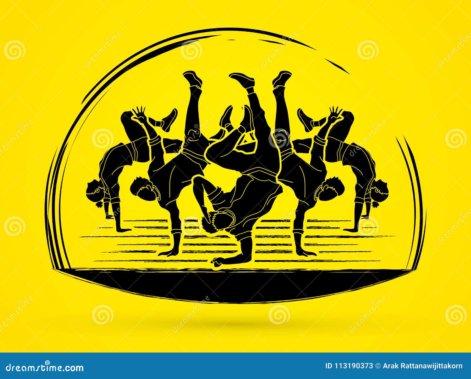 Group of People Dancing, Street Dance Action, Dance Together Graphic ...