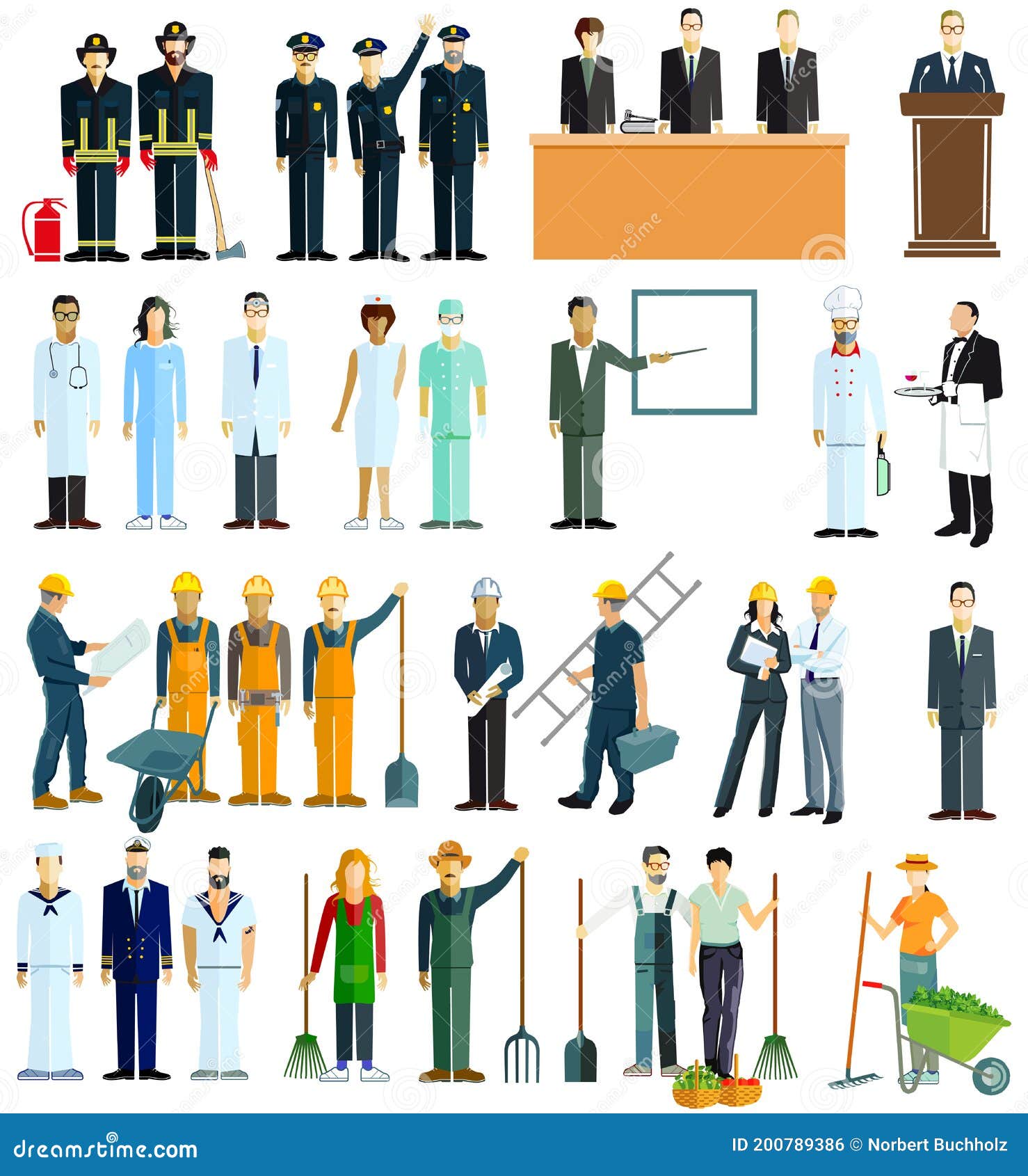 Group of People of Different Professions Stock Vector - Illustration of ...