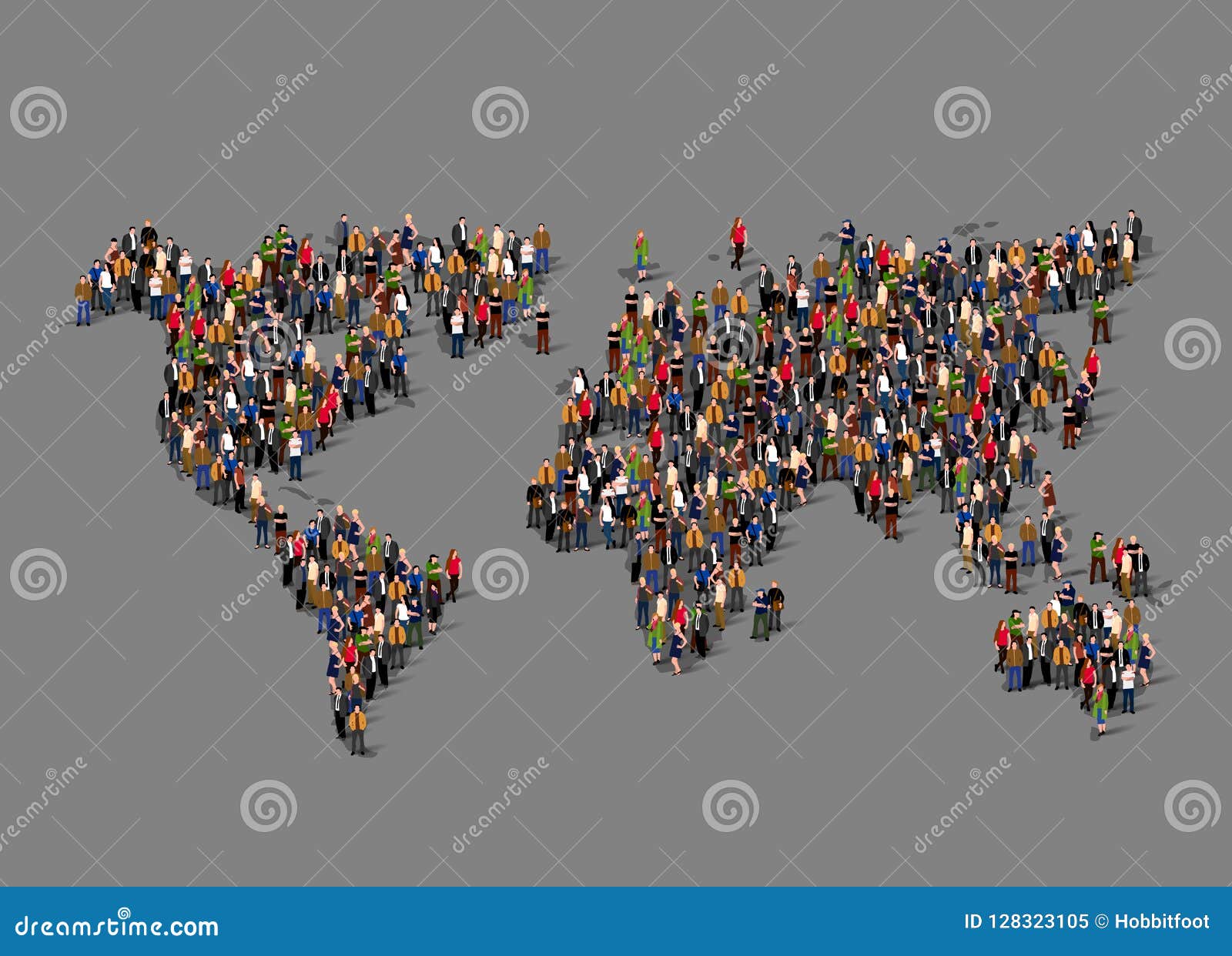 group of people in form of world map. globalization, population, social concept.