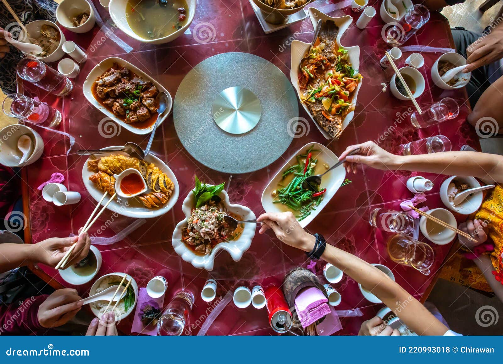 Group of People Having Dinner or Lunch Stock Photo - Image of diet
