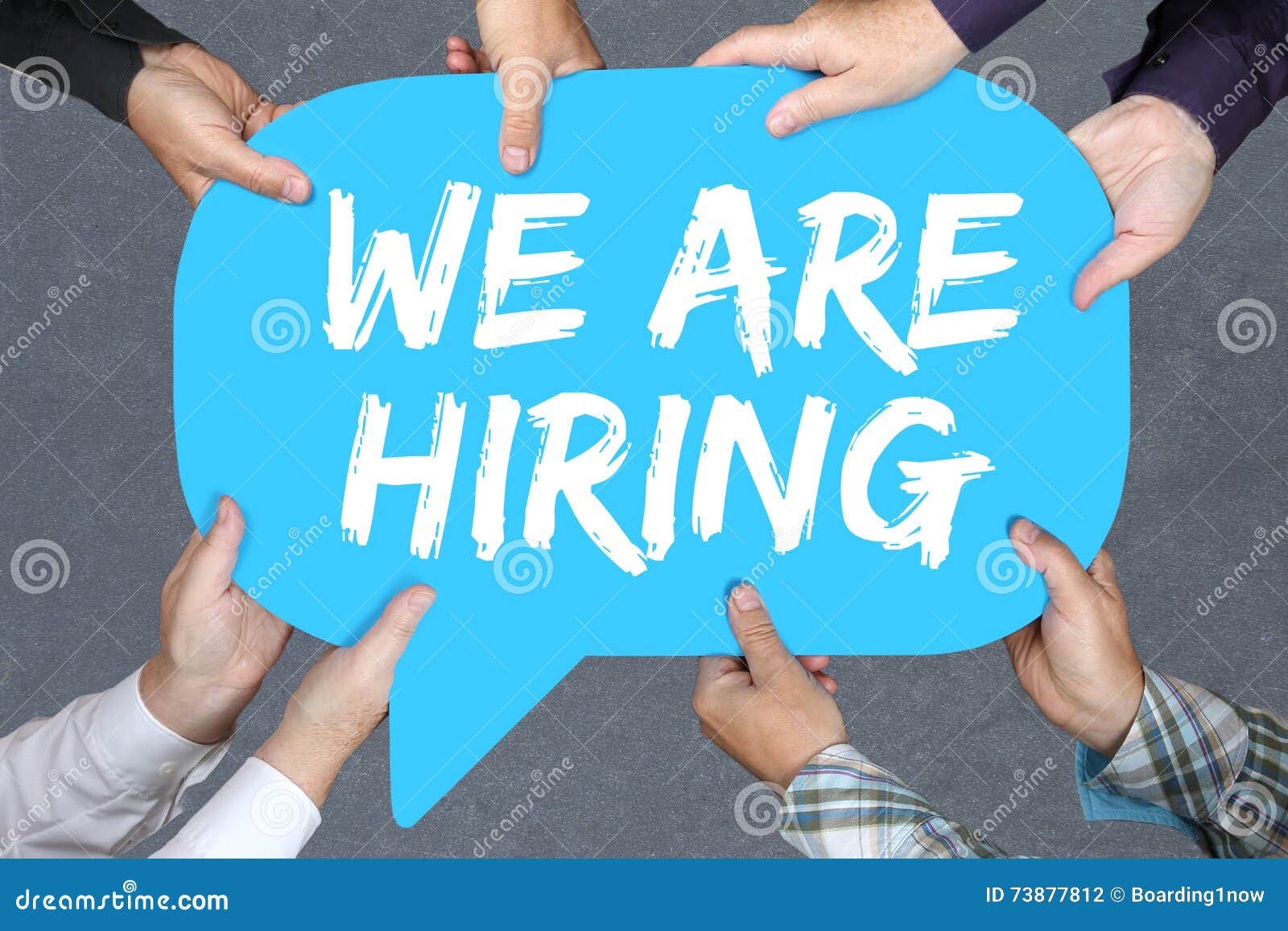 group of people holding we are hiring jobs, job working recruitment employment business concept