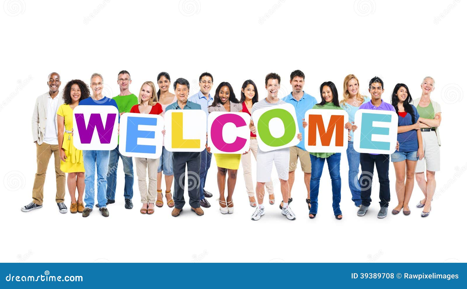 Group of People Holding Word Welcome Stock Photo - Image of asian ...