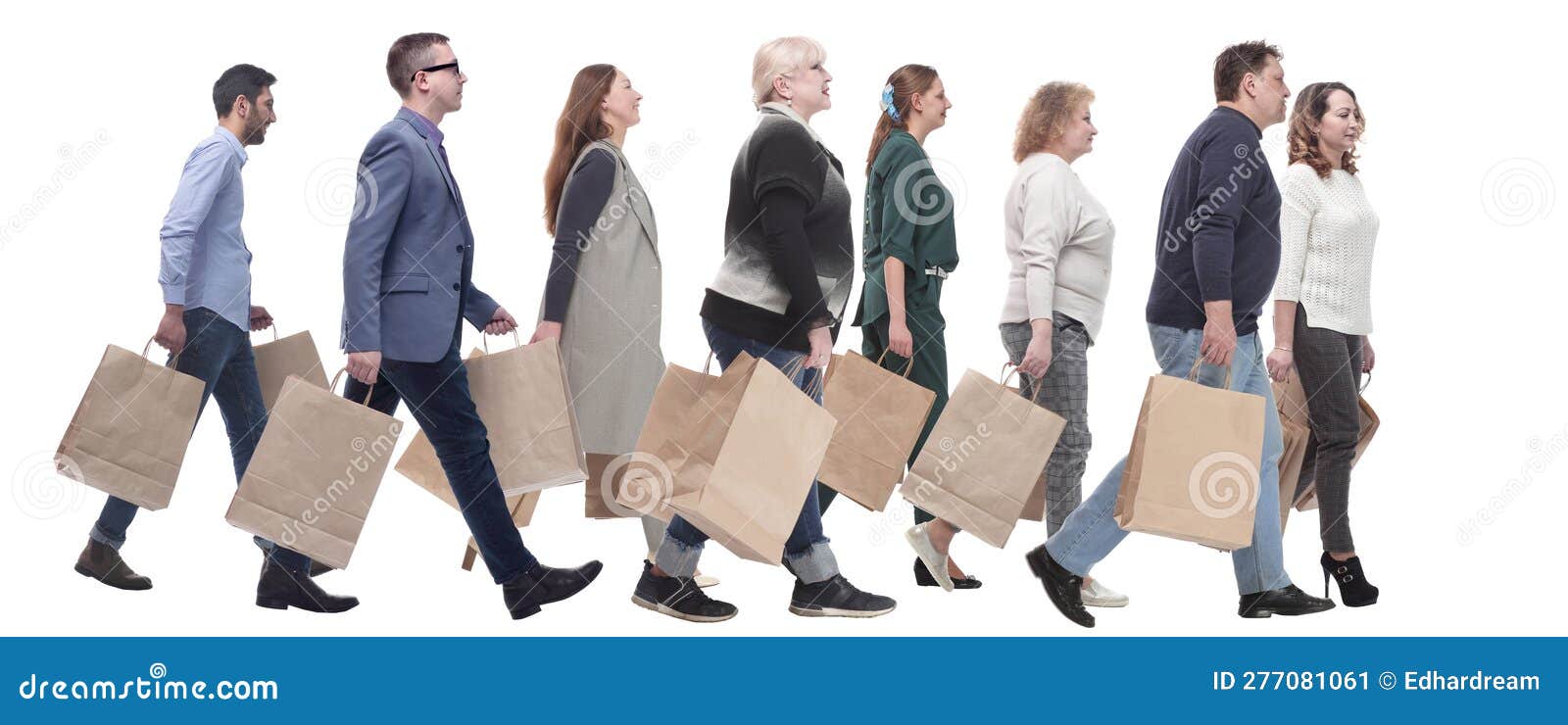 A Group of People are Running Paper Shopping Bags Stock Image - Image ...