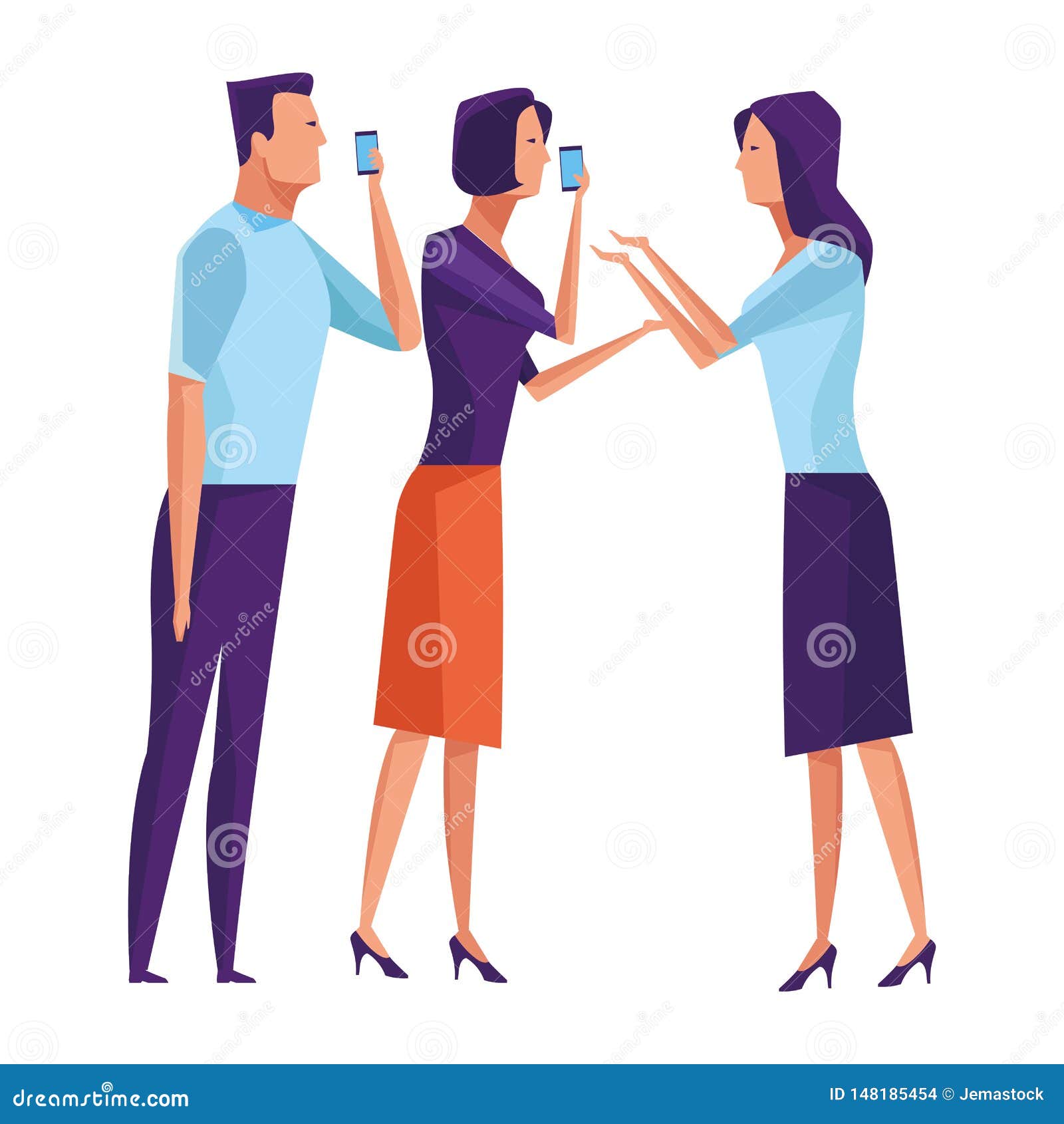 Group of People Speaking through the Cellphone Stock Vector ...