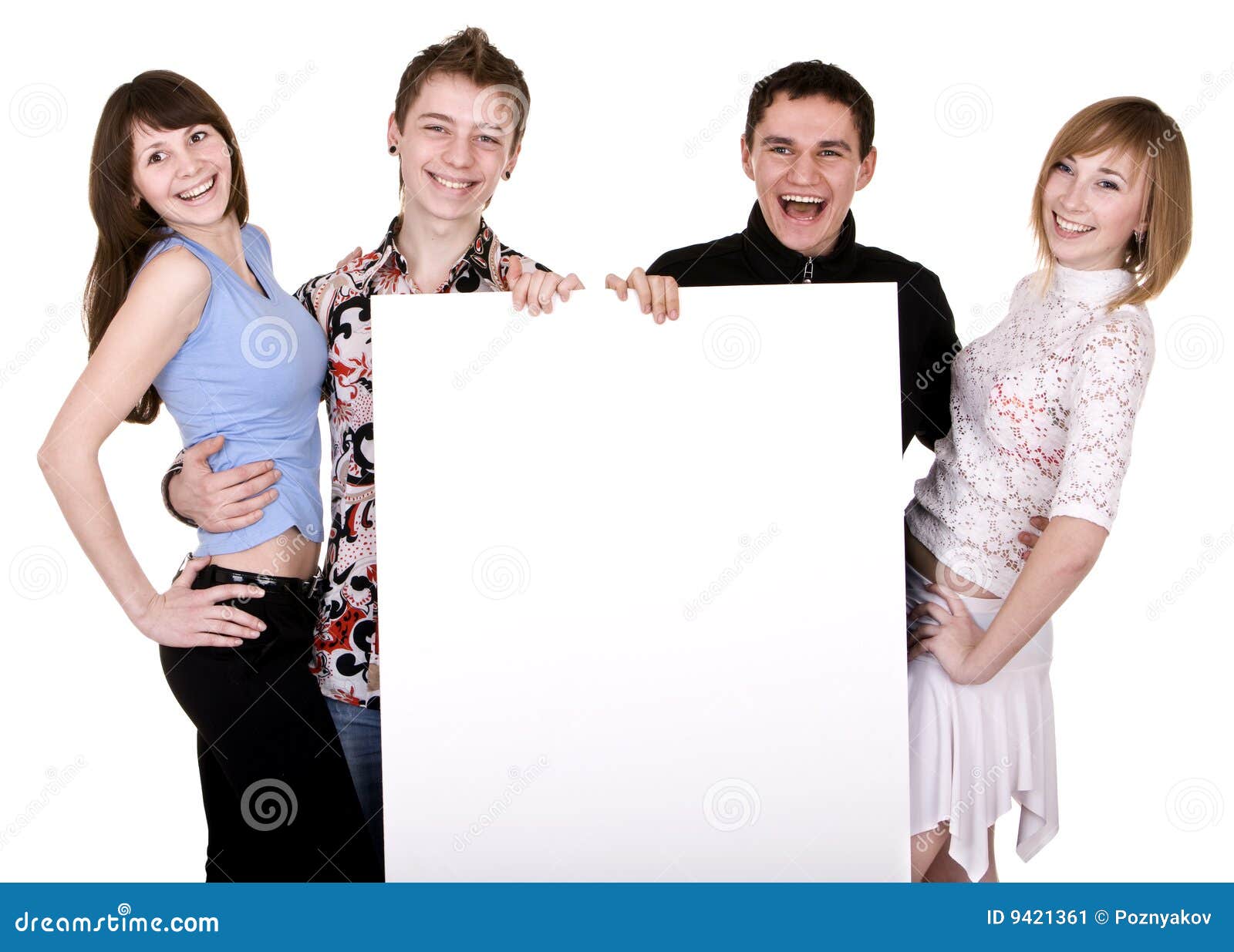 Group of People Take Banner. Stock Image - Image of banner, model: 9421361