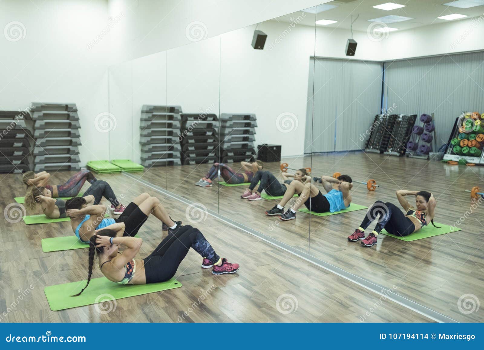 Group of People Training Abs in Body Pump Class Stock Photo Image of