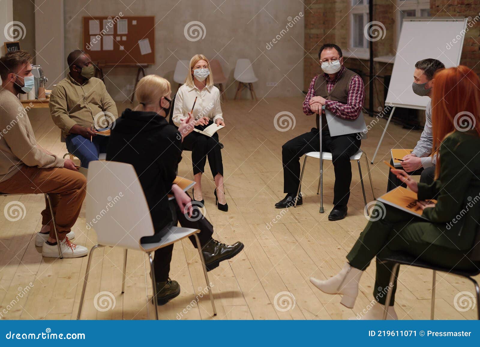 Group of People in Trouble Interacting during Session Stock Image ...