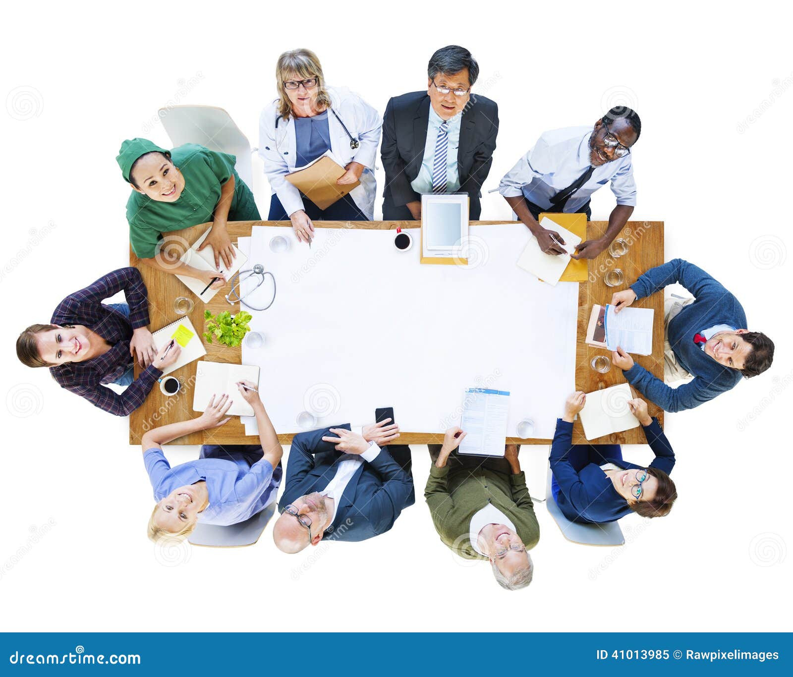 group of people with various occupations in a meeting