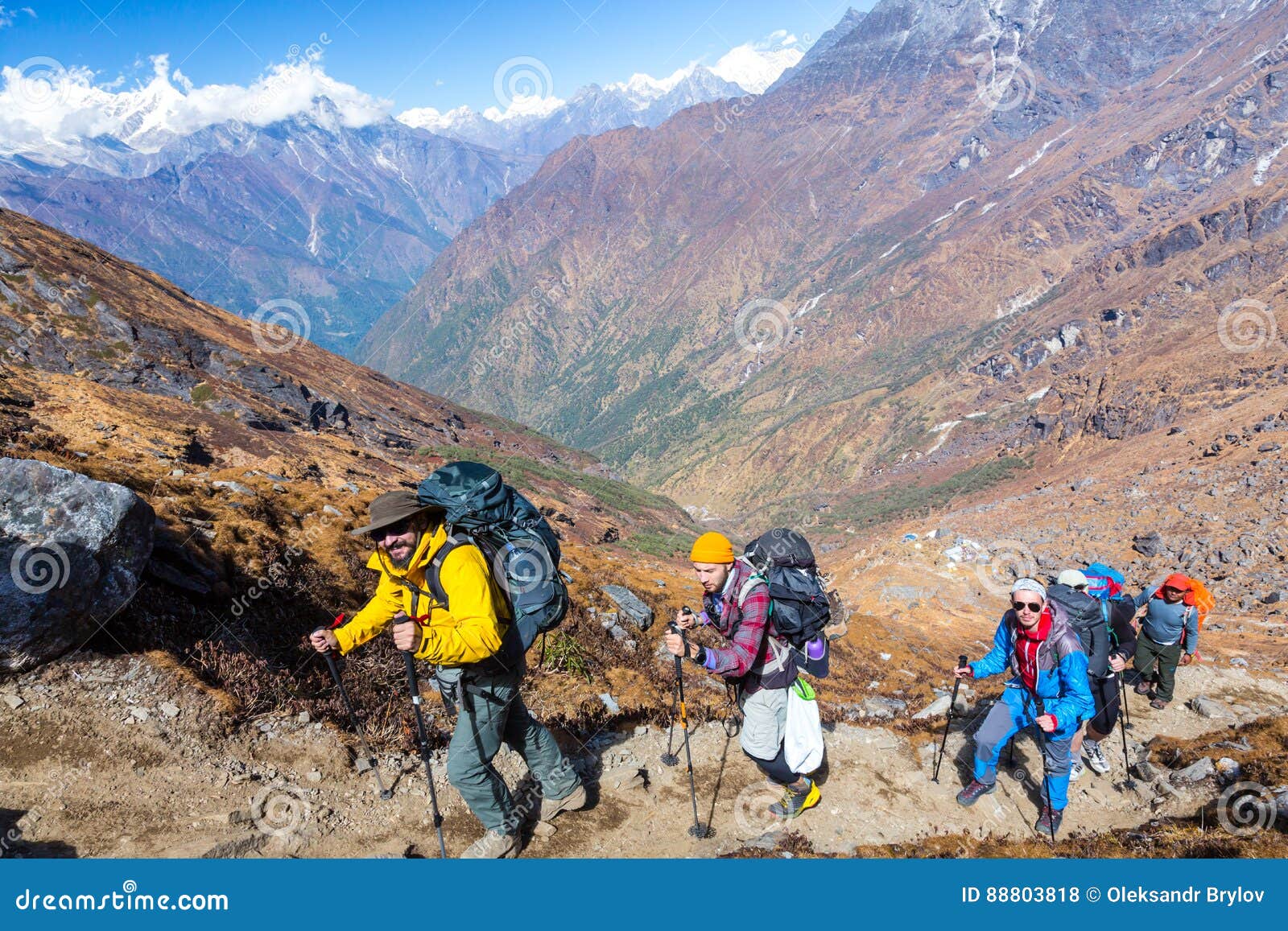 walking up the mountain.