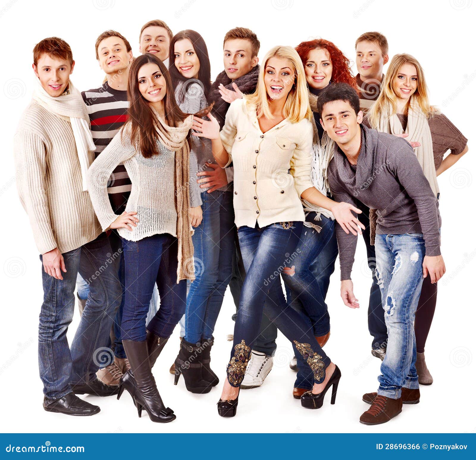Group People Wearing Winter Clothes. Stock Photo - Image of festive ...