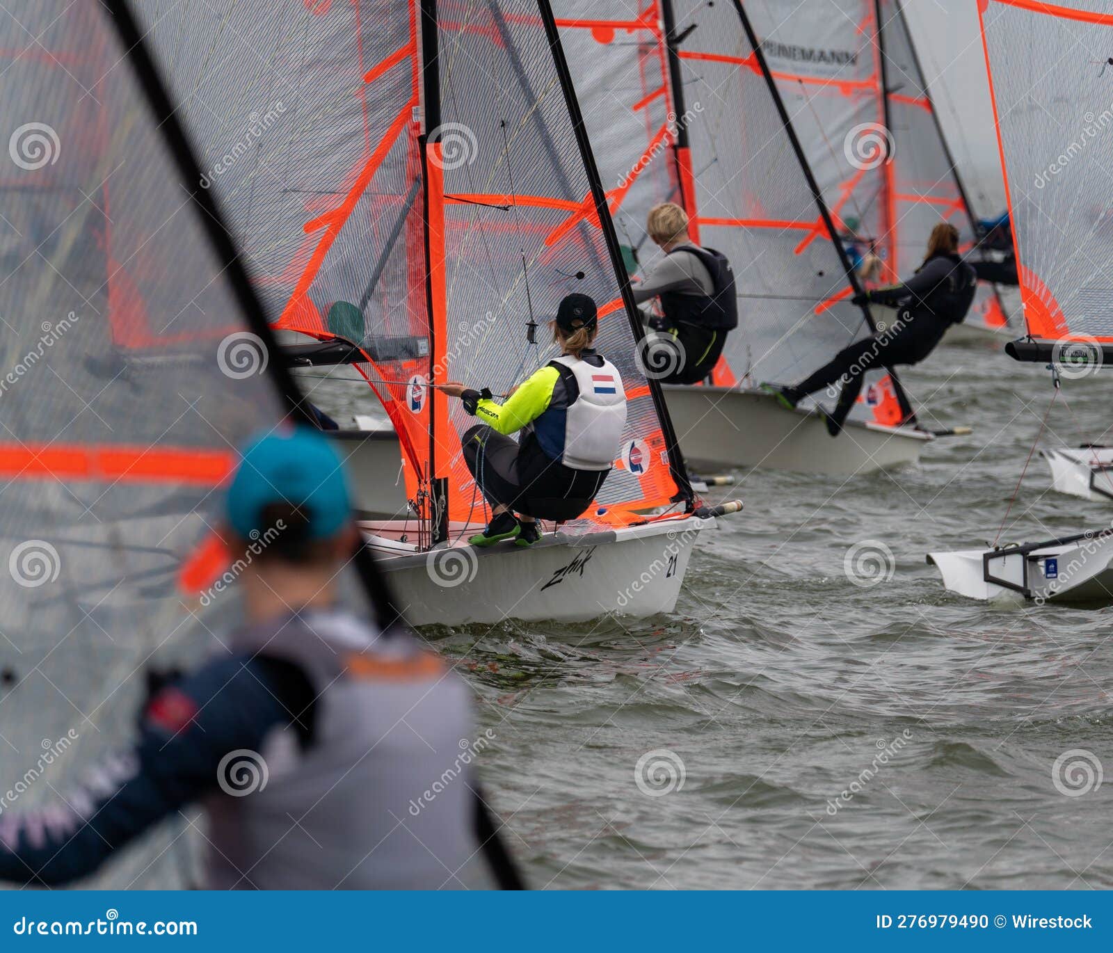 Group of People Windsurfing in Medemblik, the Netherlands Editorial