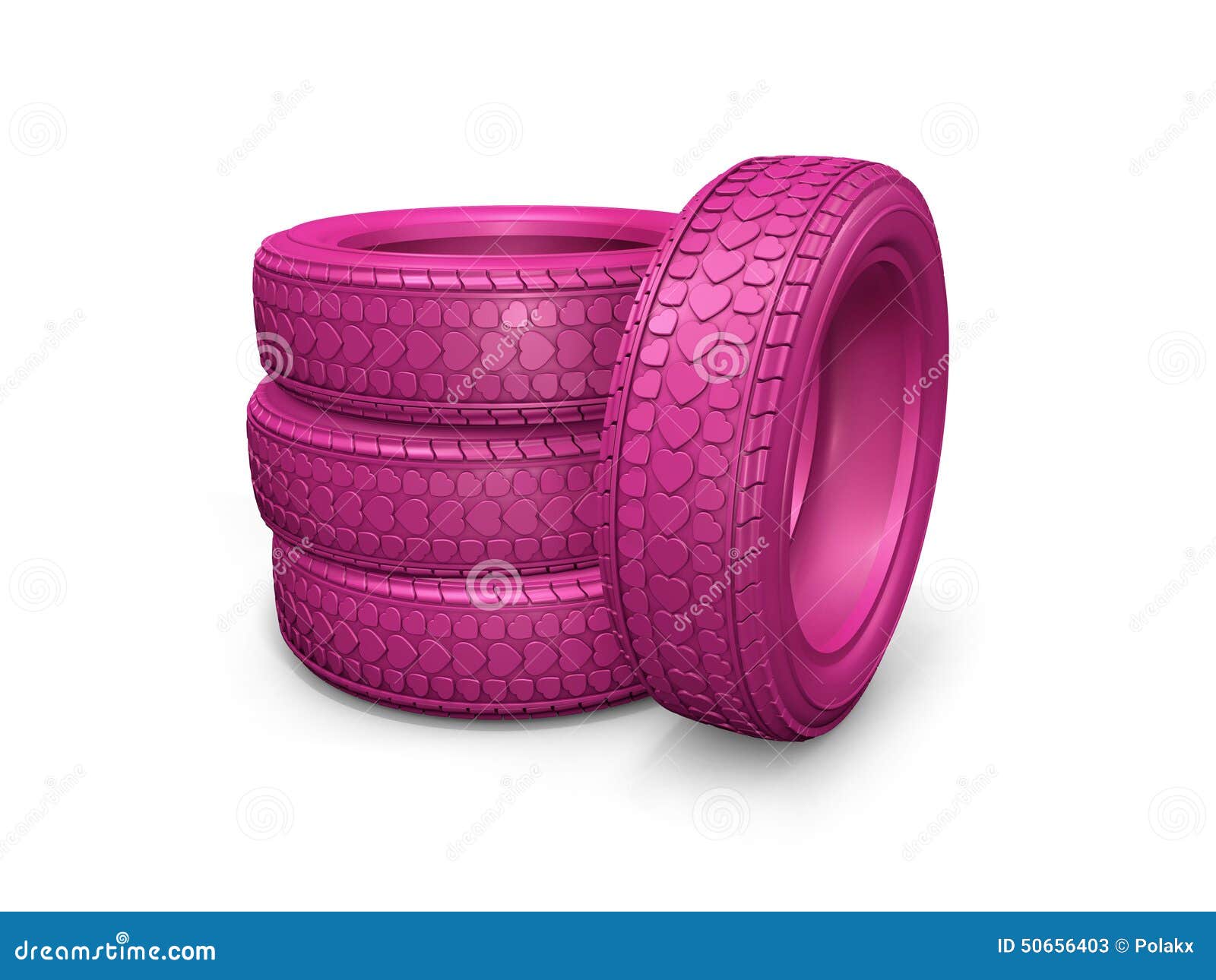 Group of Pink Tires Isolated on White Background Stock Illustration