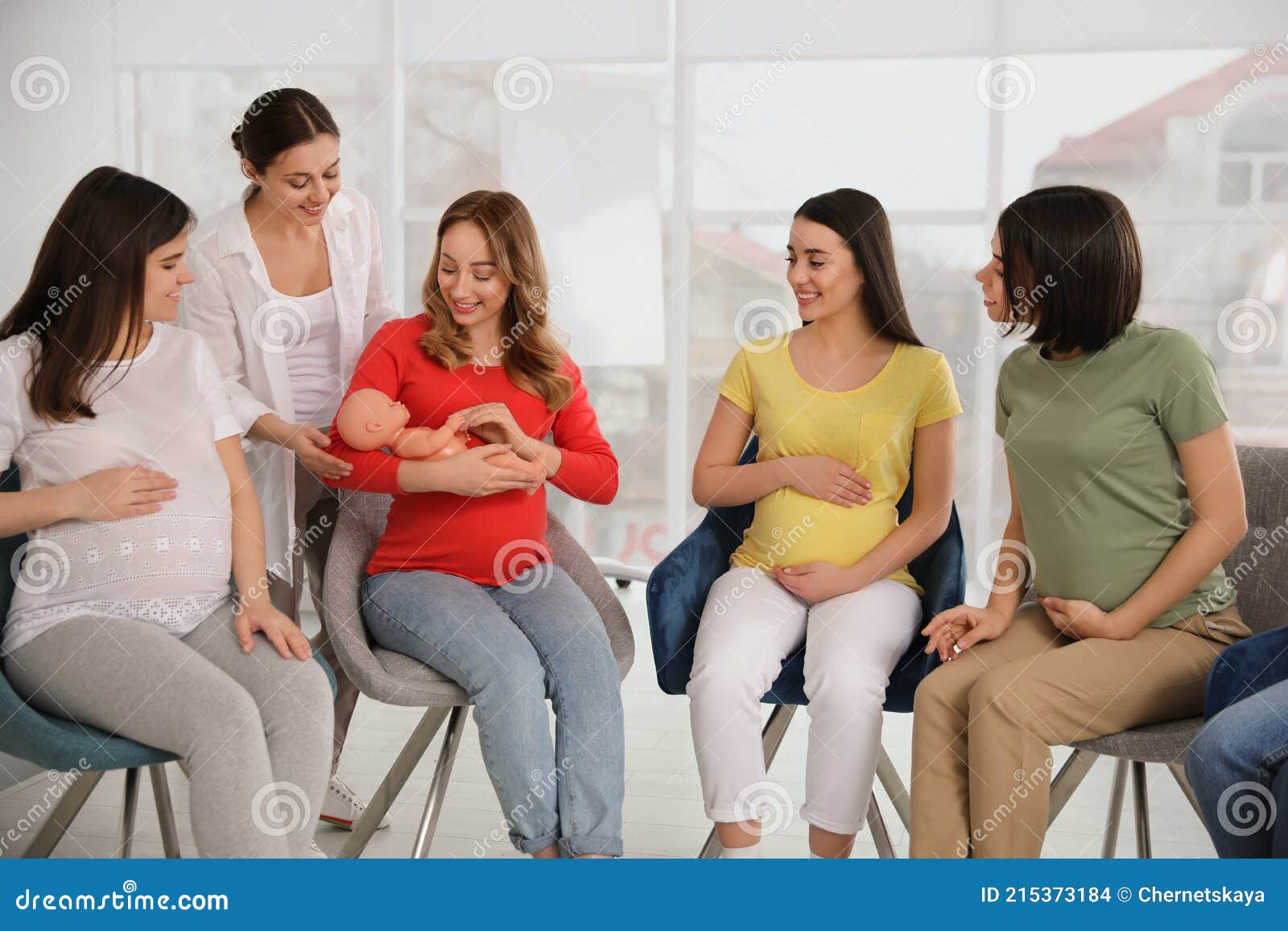 Group of Pregnant Women with Midwife at Courses for Expectant Mothers  Indoors Stock Photo - Image of group, maternal: 215373184