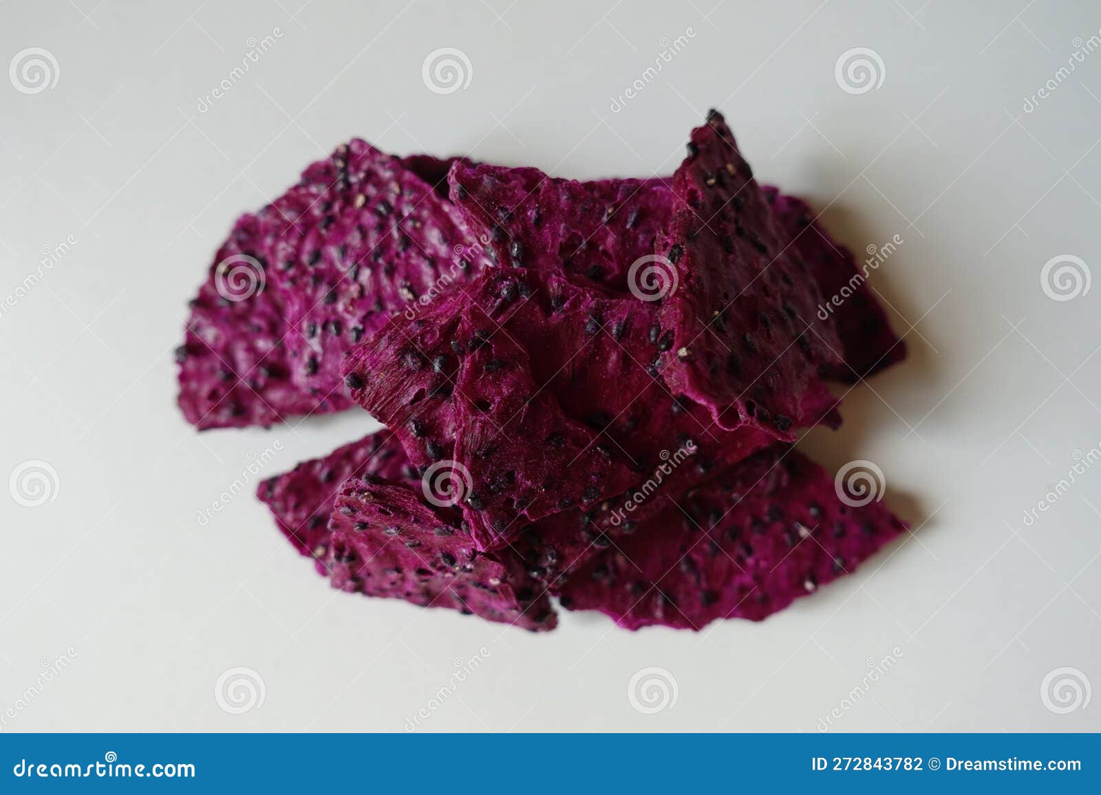 A Group of Purple Dried Dragon Fruit Chips Stock Photo Image of still, fistful 272843782
