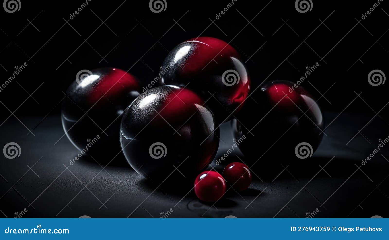 A Group of Red and Black Balls on a Black Background Stock Illustration