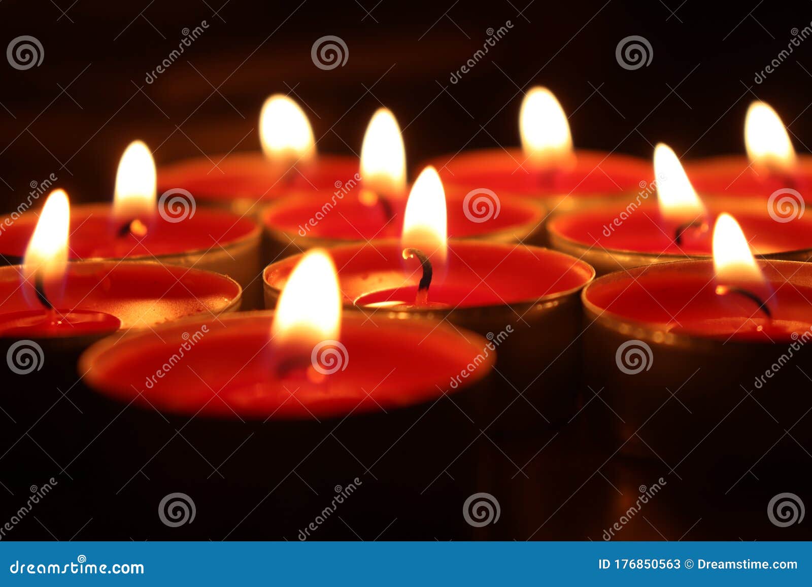 Group of Red Candles Burning in the Dark Stock Image Image of dark