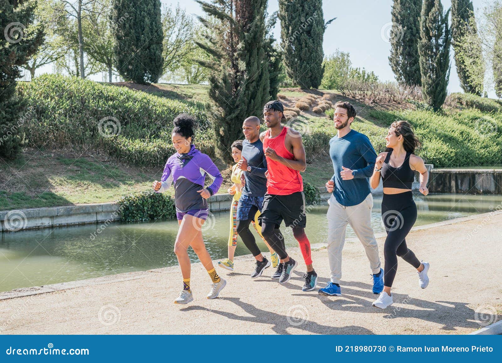 Group of Runners Training in a Park. Stock Photo Image of endurance