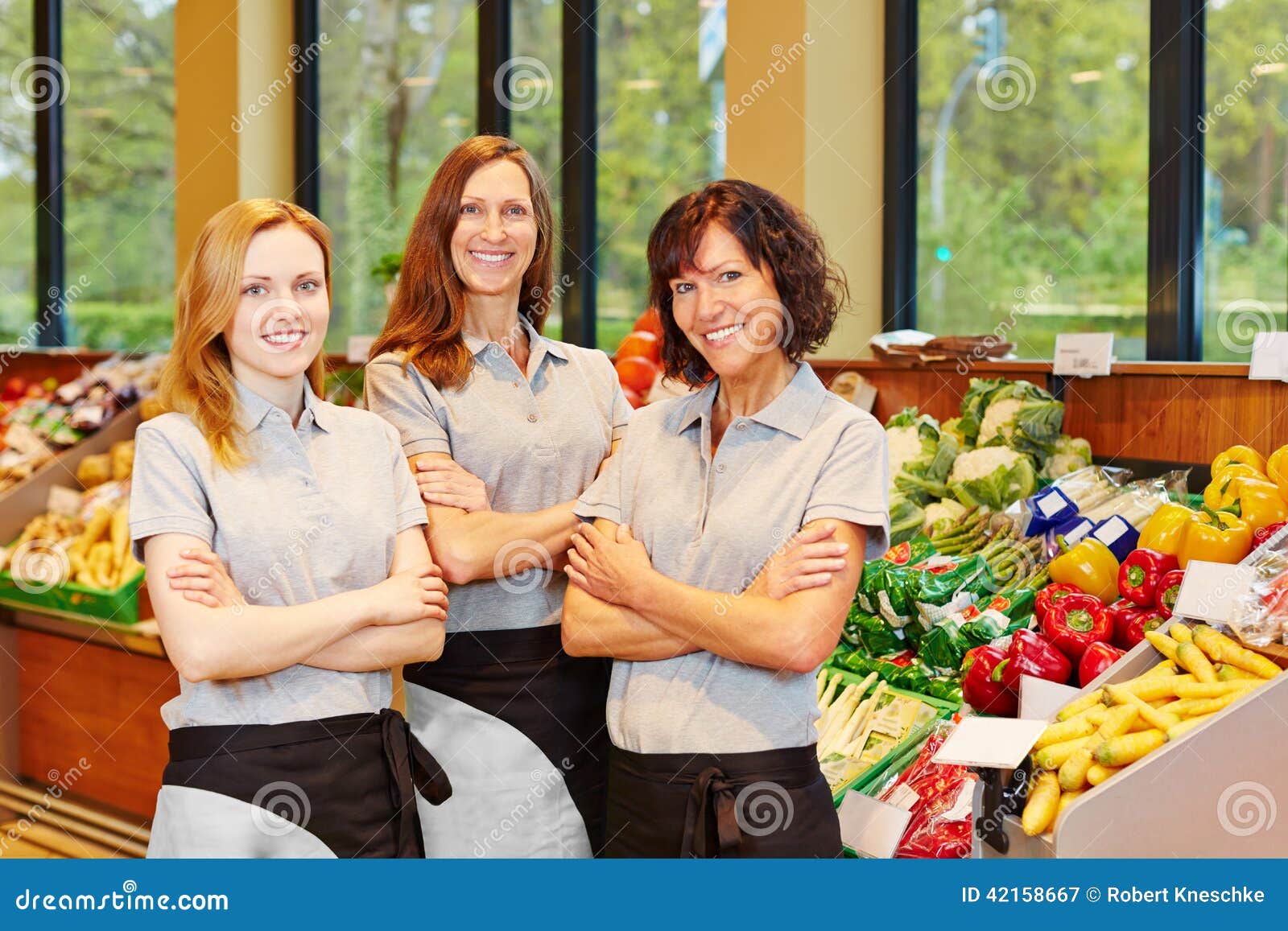 Group Of Sales Women In Supermarket Stock Image - Image of merchant, group: 42158667