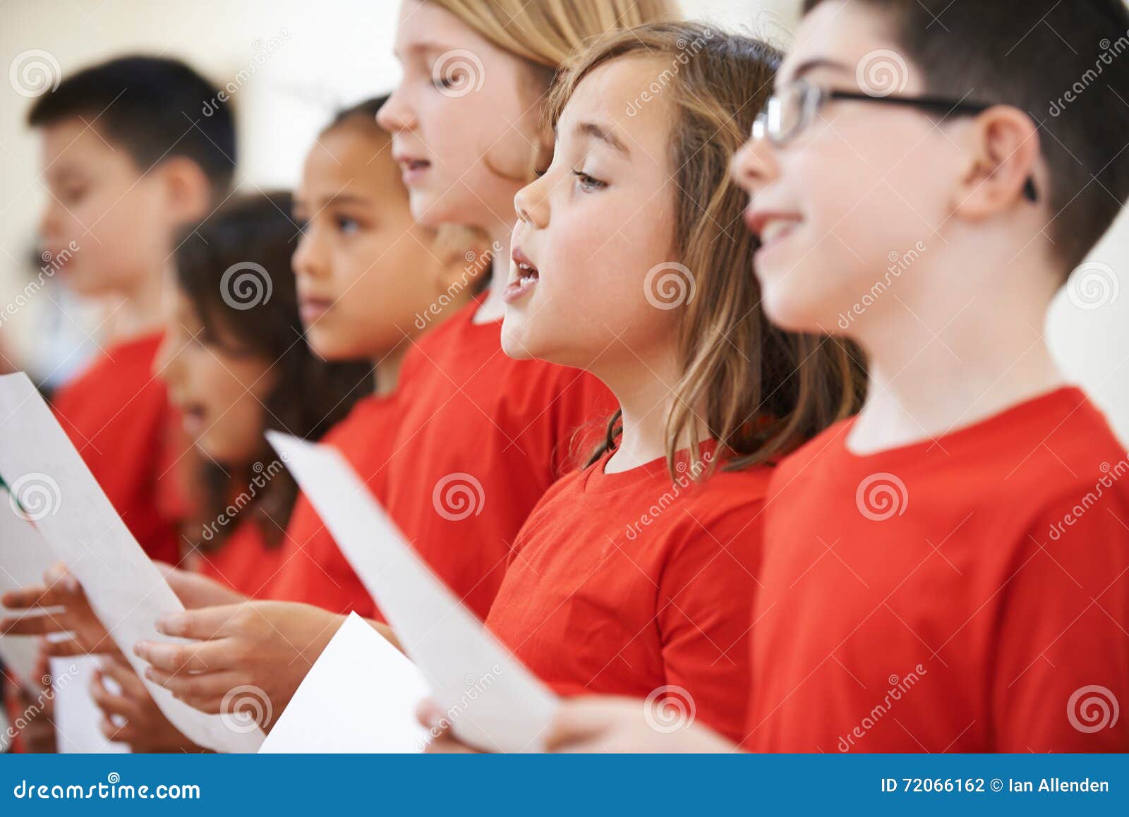 Group of School Children Singing in Choir Together Stock Photo Image