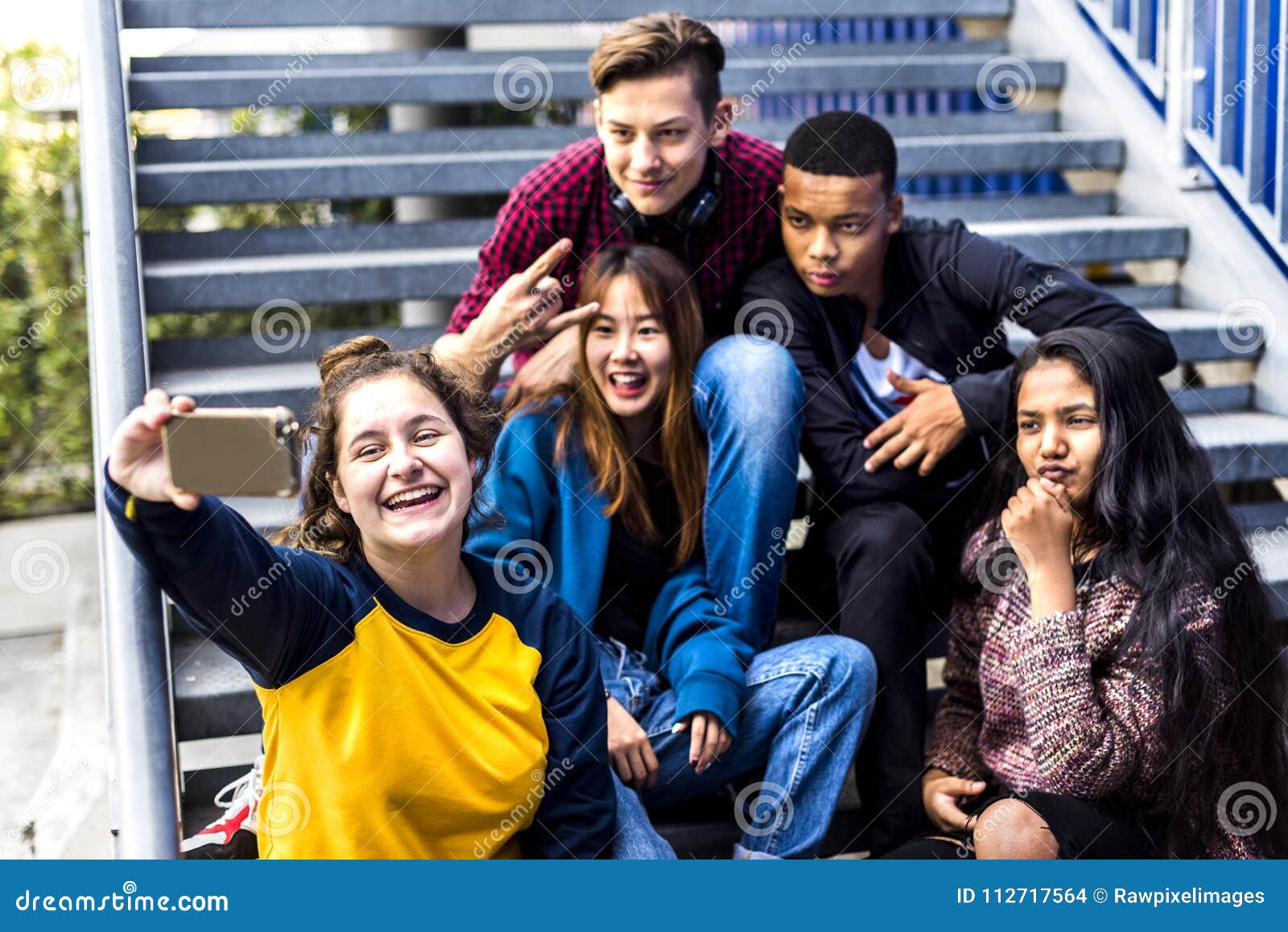 Group of School Friends Having Fun and Taking a Selfie Stock Photo ...