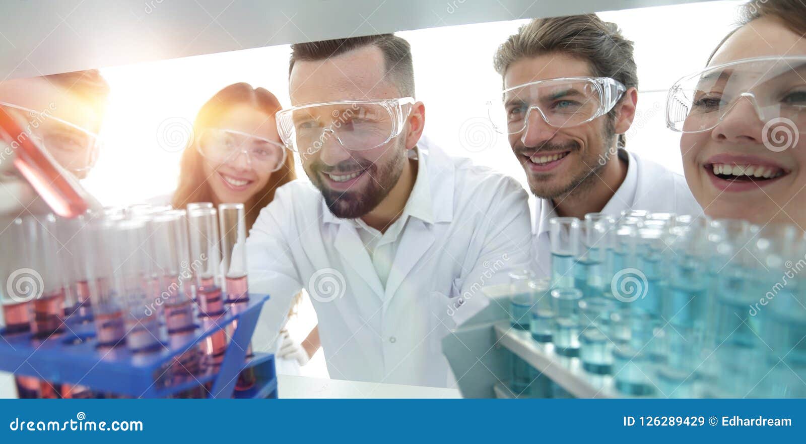 Group of Scientists and Pharmacists Working in the Laboratory Stock