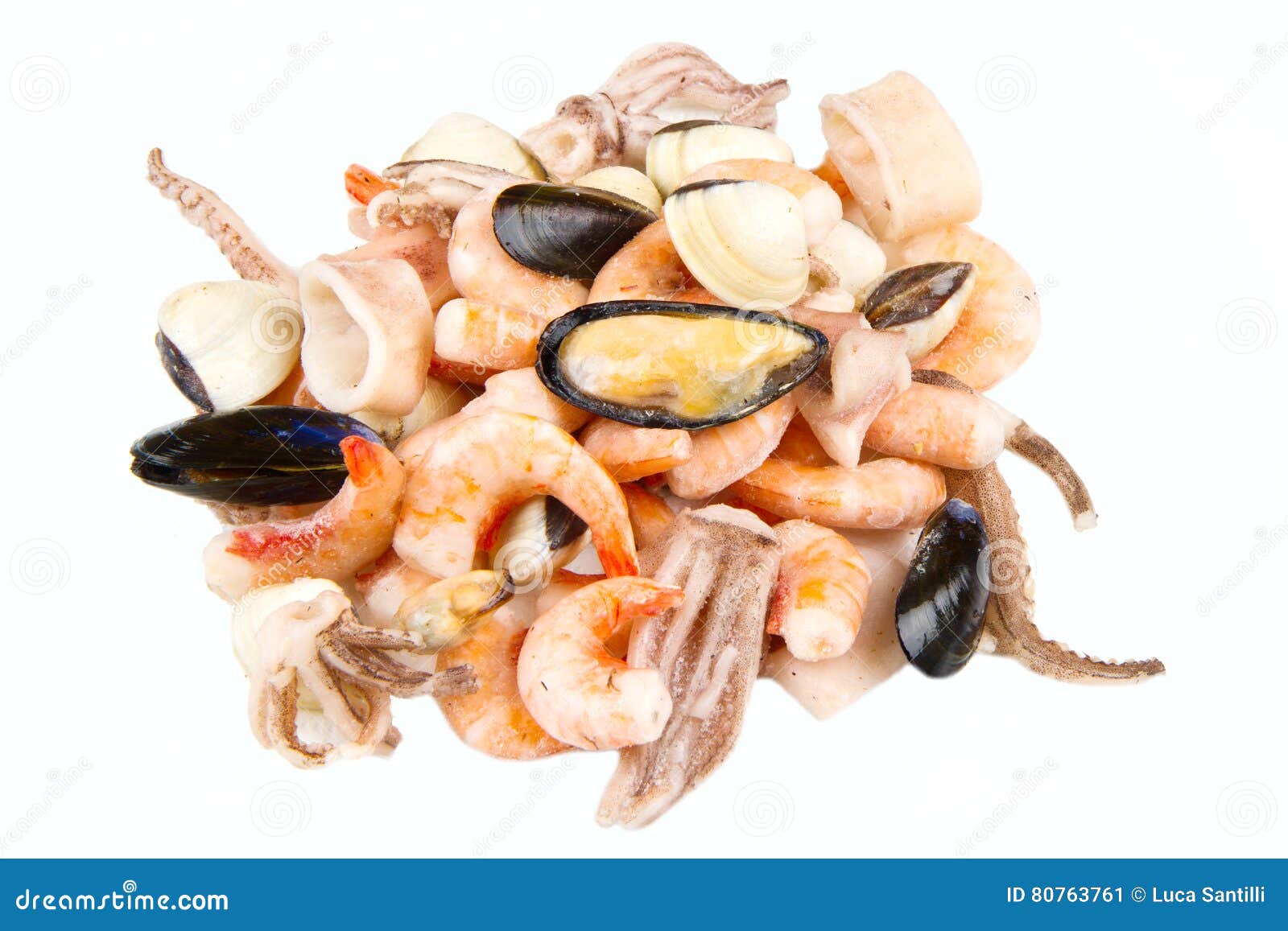 A group of seafood frozen stock image. Image of white 80763761