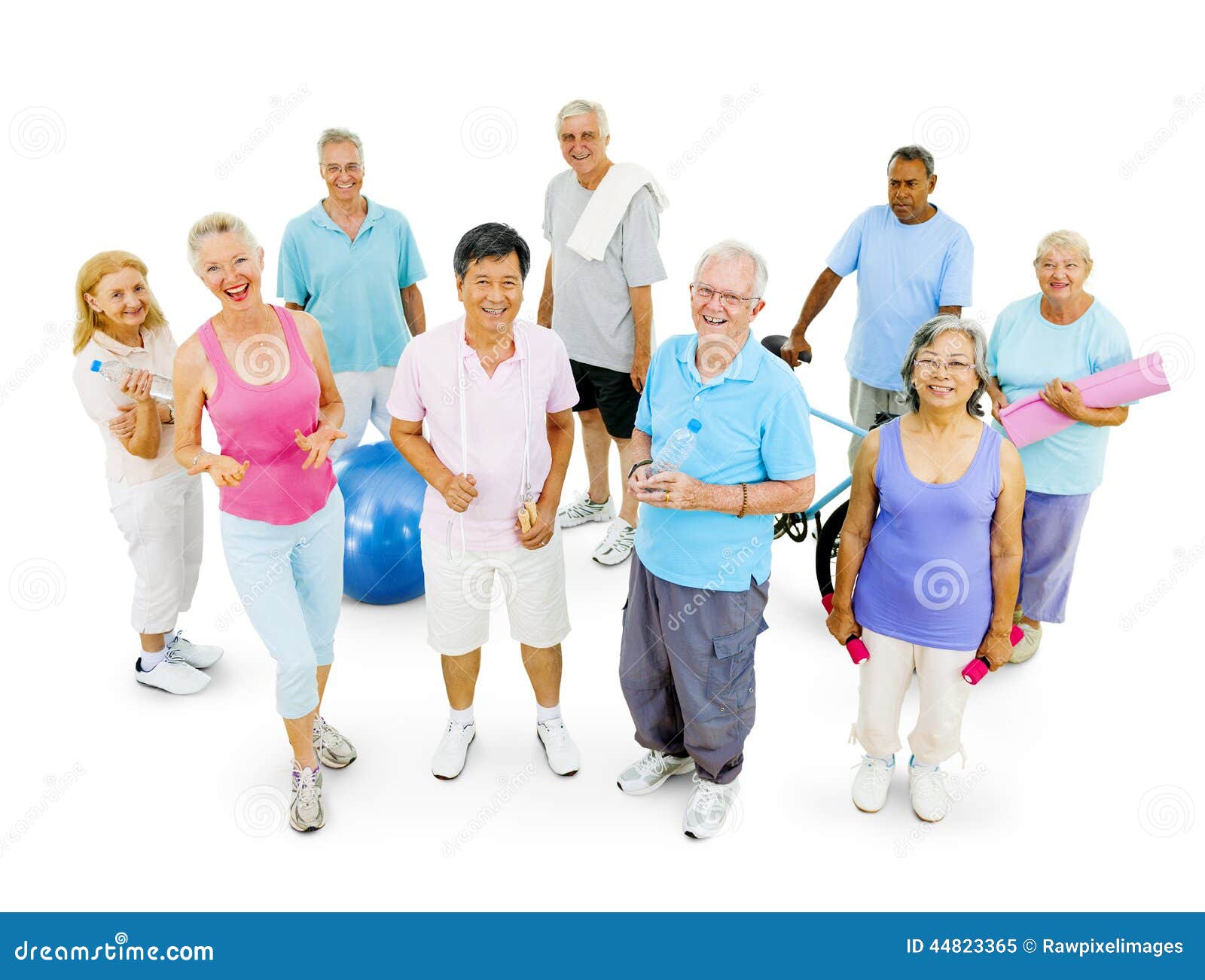 group of senior adult staying fit
