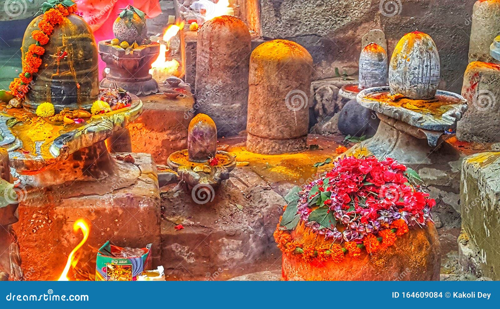 Group of Shiva Linga in the Ghat of Varanasi. Stock Photo - Image ...