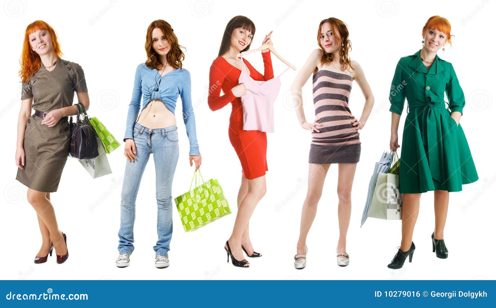 Group of shopping girls stock photo. Image of denim, shoes 10279016