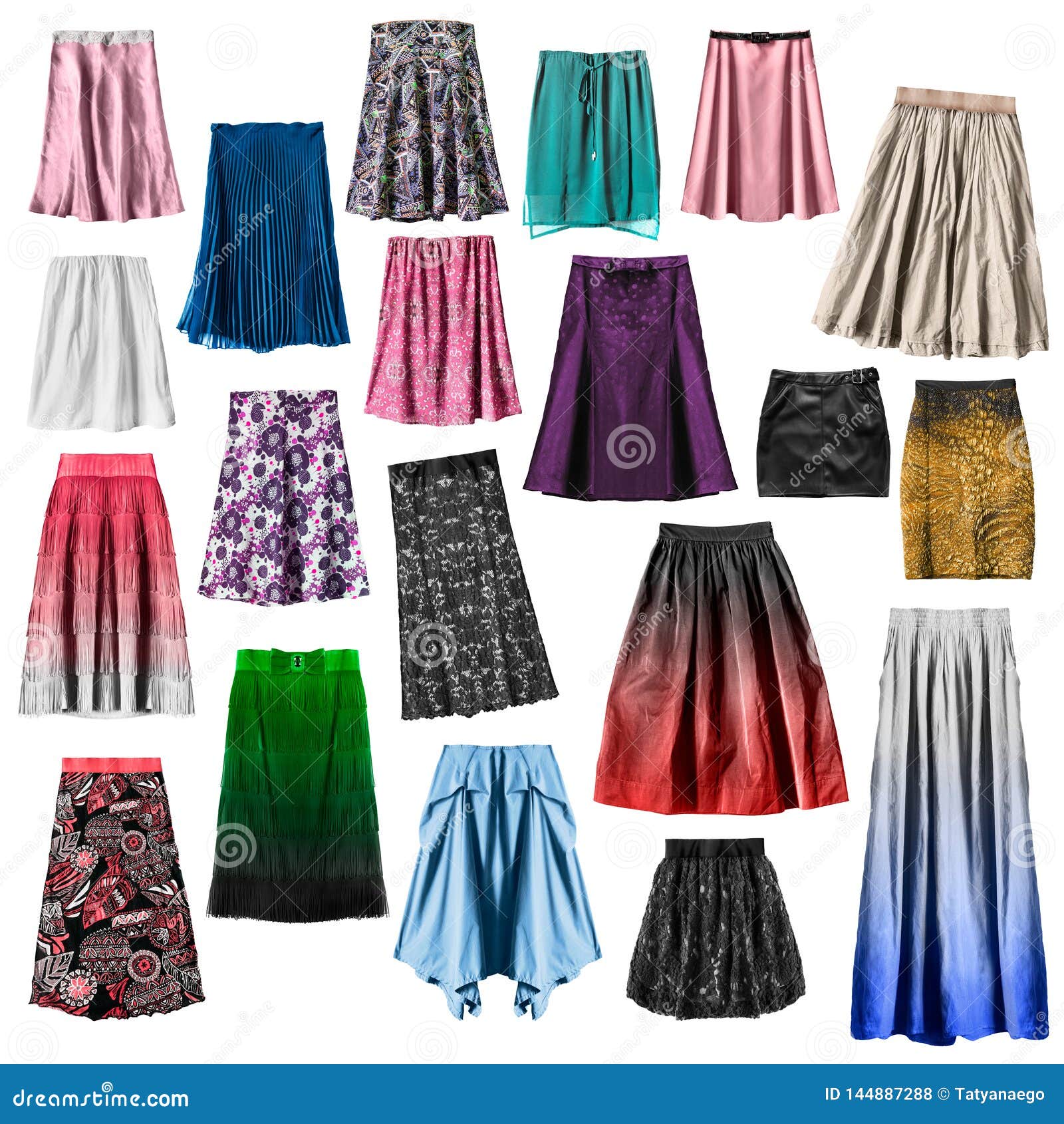 Group of skirts isolated stock photo. Image of green - 144887288