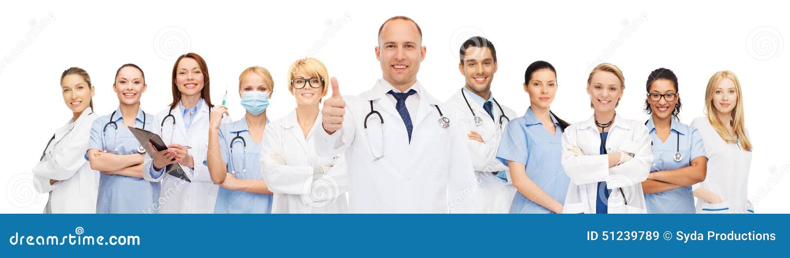 Group of smiling doctors with showing thumbs up. Medicine, profession, teamwork and healthcare concept - international group of smiling medics or doctors with clipboard and stethoscopes with showing thumbs up over white background