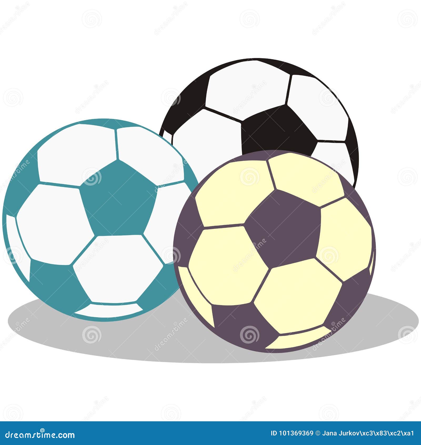 Group of soccer balls stock vector. Illustration of balls 101369369