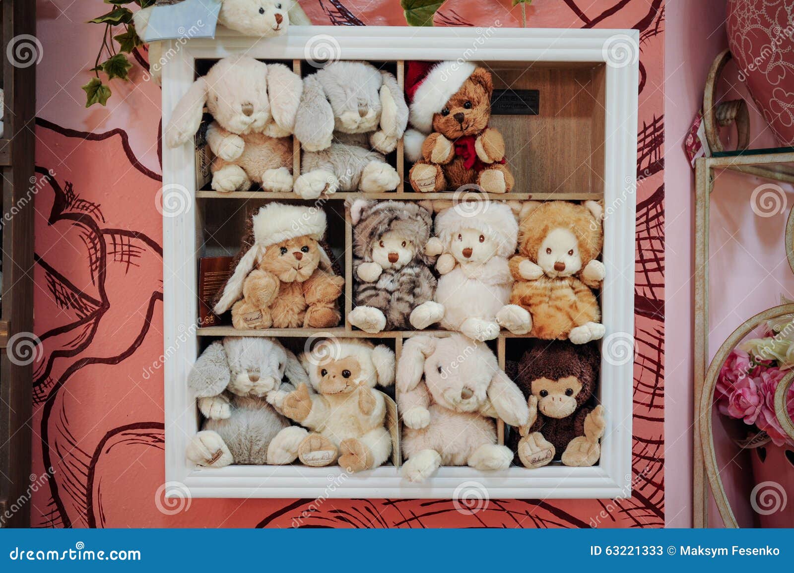 Group of Soft Stuffed Toys on Shelf Stock Image Image of fluffy