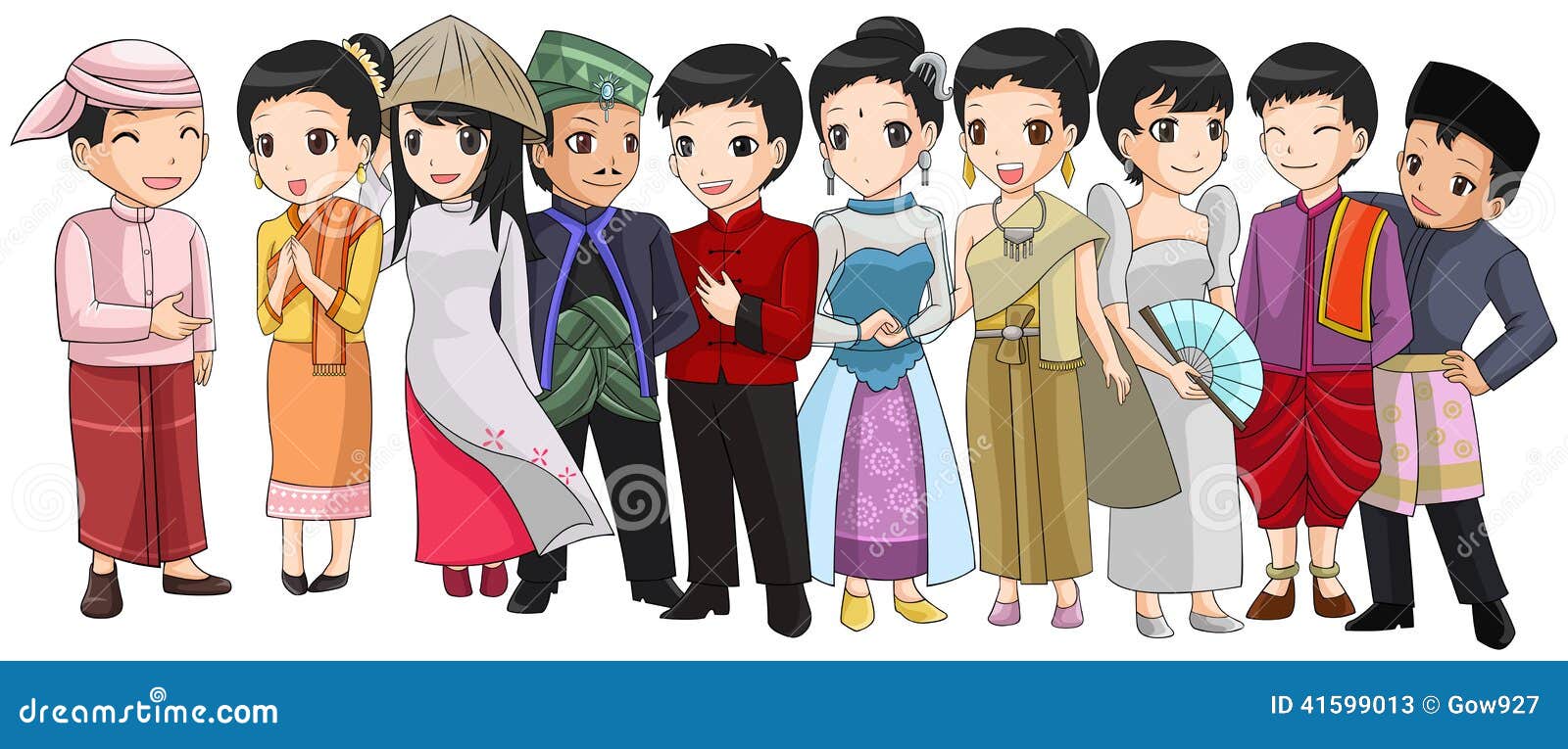 group of southeast asia people with different race