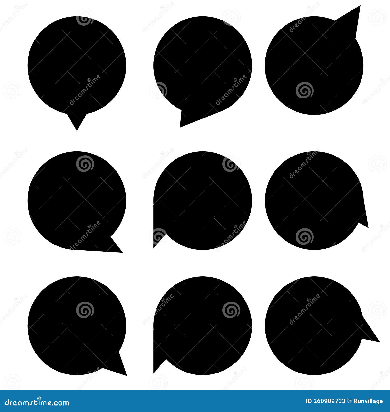 Group of Speech Bubbles with Black Color Stock Vector Illustration of