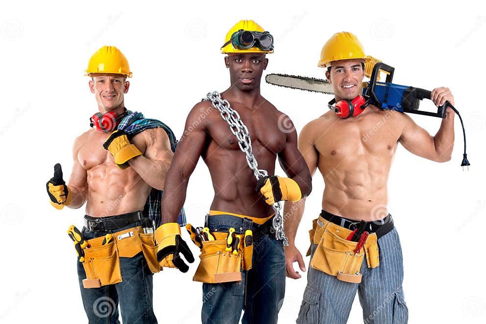 Strong Construction Workers Stock Image Image of fashionable, model