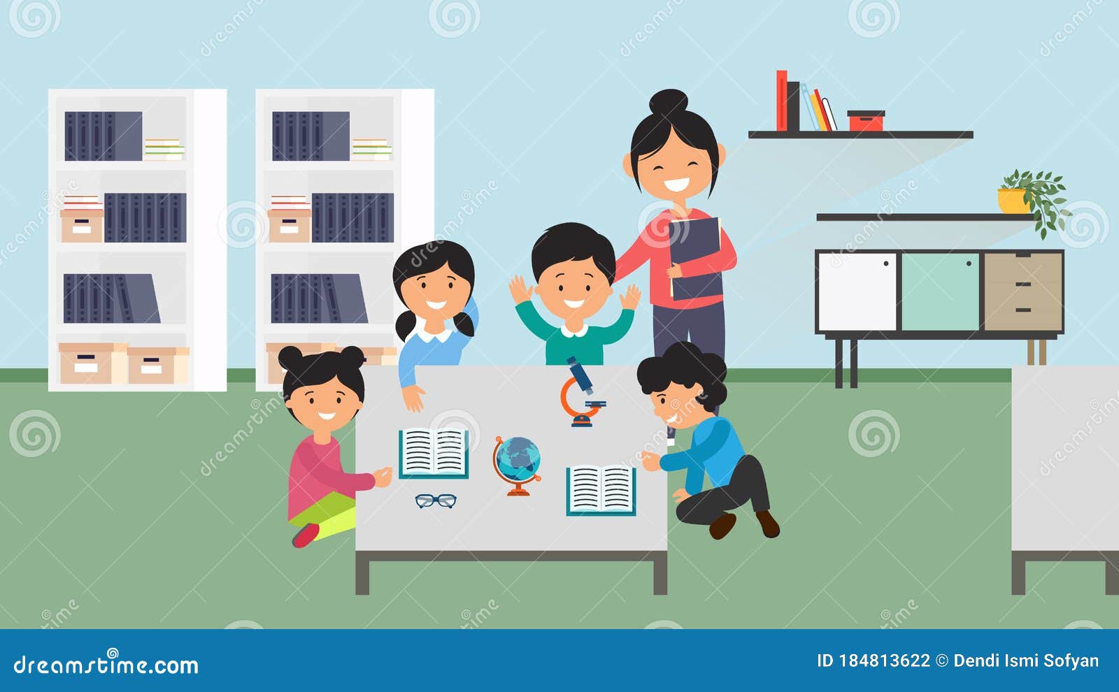 Group of Students in Home or Classroom Stock Vector - Illustration of  learning, learn: 184813622