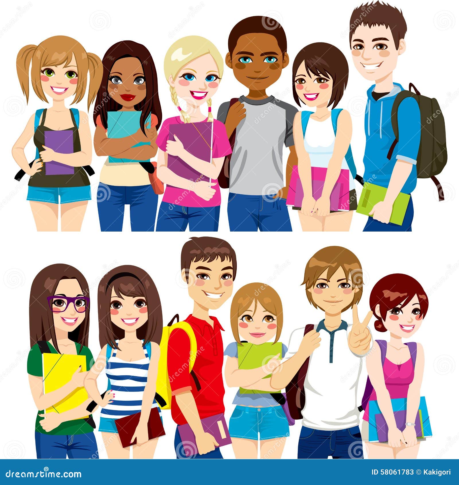 Group of students stock vector. Illustration of college - 58061783