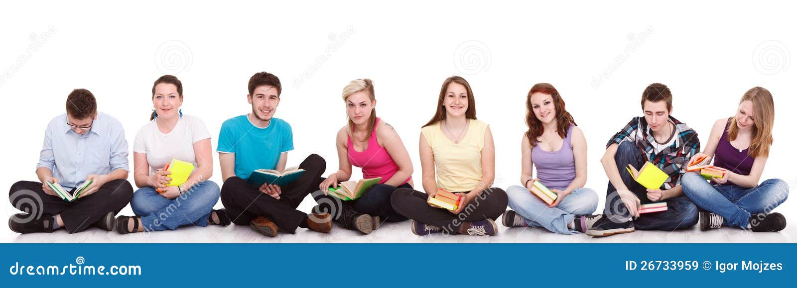 Group Of Students Sitting On The Floor Stock Image Image Of Read