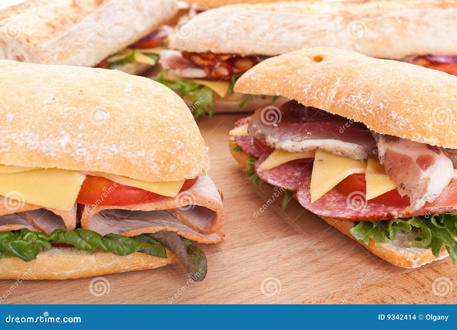Group of Stuffed Ciabatta Sandwiches Stock Photo Image of cuts