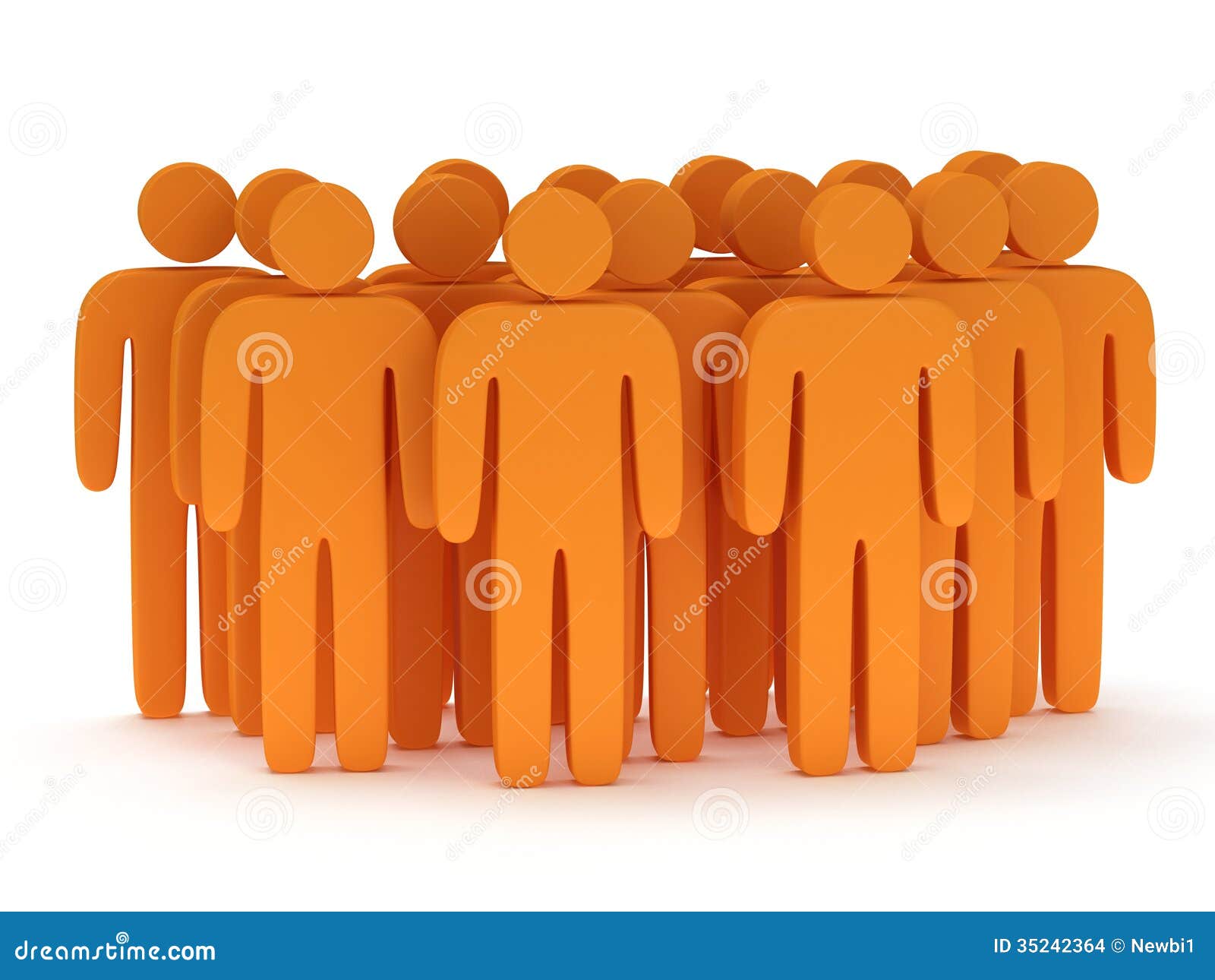 Group Of Stylized Orange People Stand On White Stock Illustration