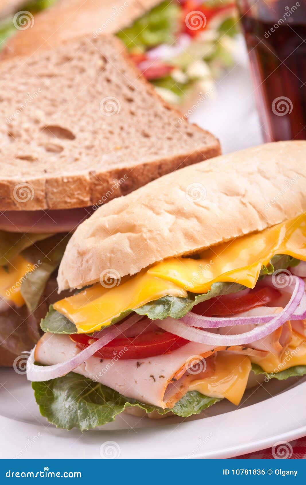 Group of tasty sandwiches stock photo. Image of melted 10781836