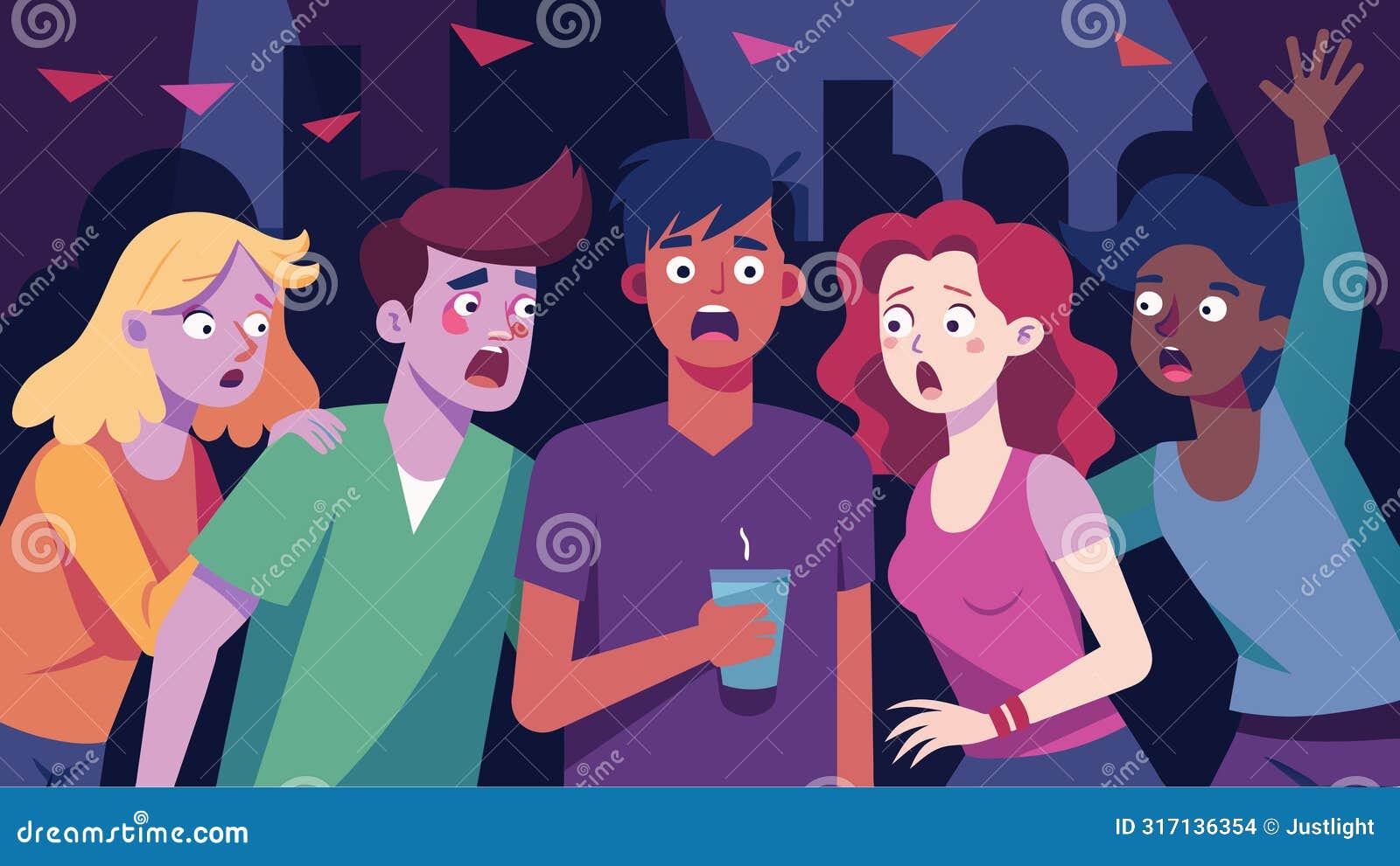 a group of teenagers at a party their fear filter causing them to interpret every loud noise as a potential police raid